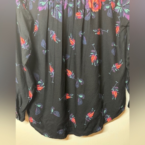 Anthropologie Maeve Gardenia Black Pink Purple Floral Linen Blend Blouse Top XS - Picture 14 of 16
